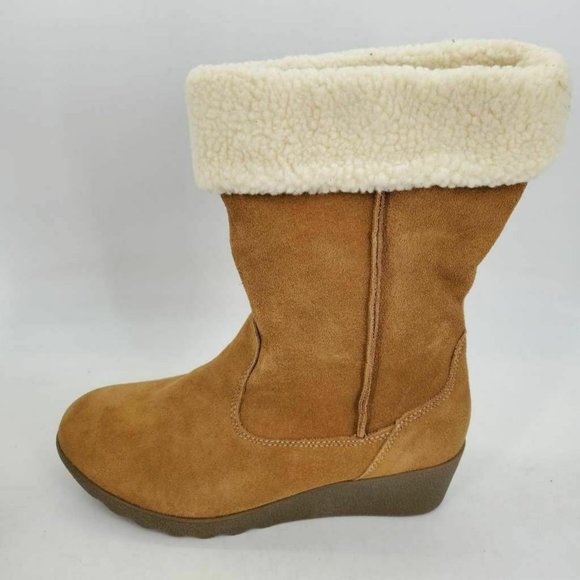 Lands' End Shoes Lands End Womens Winter Boots Beige Leather 95 Poshmark